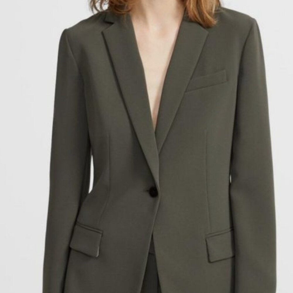 Theory Admiral Crepe Blazer Green Slate Size 10